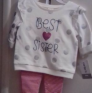 NWT "Best Sister" 2 pcs. Outfit 9 mnths.
